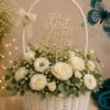 Decor The Best is Yet to Come din lemn în coș floral