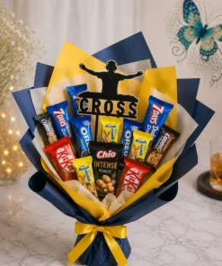 Topper personalizat cu nume – siluetă DJ în buchet cadou pentru bărbați