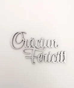 Decorațiune din lemn Crăciun Fericit, mesaj decorativ lucrat manual