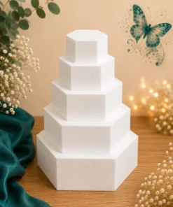 Machetă tort hexagon din polistiren cu 5 etaje