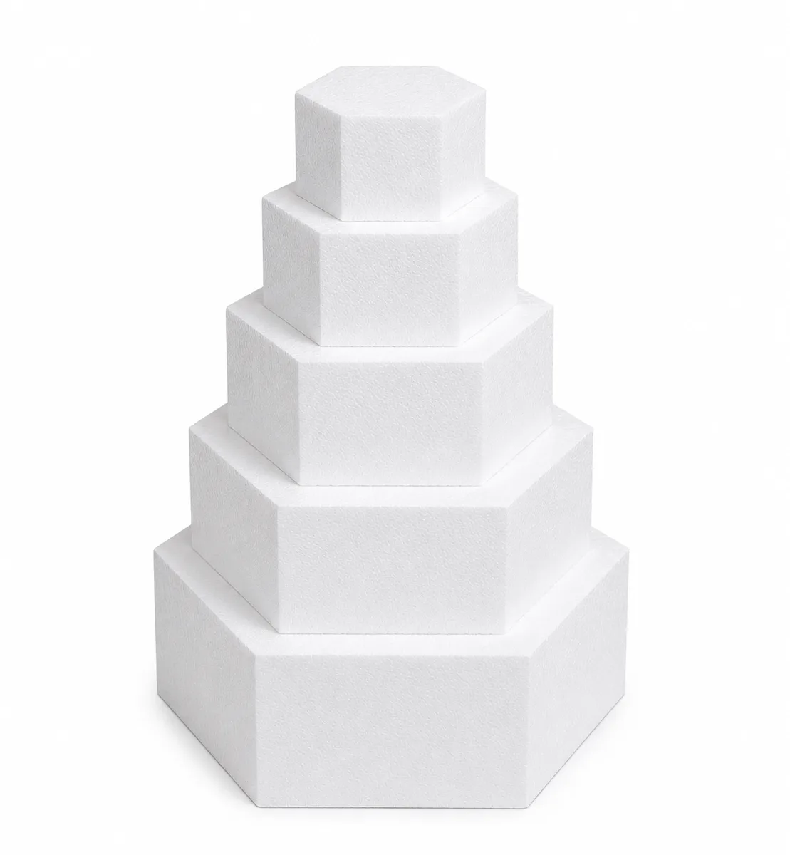 Machetă tort hexagon din polistiren – fundal alb