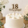 Topper tort aniversare 2D din lemn pe tort alb