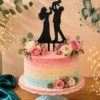 Topper tort familie din lemn negru pe tort