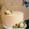 Decor „Köszönünk mindent" din lemn, 15 cm