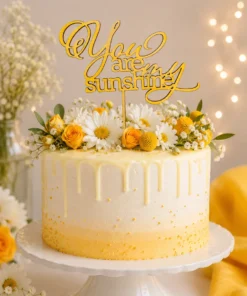 Topper tort You are my sunshine din lemn auriu pe tort