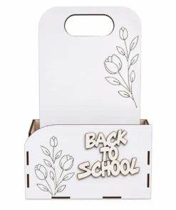 Cutie cadou Back to School din lemn gravat, 28 cm